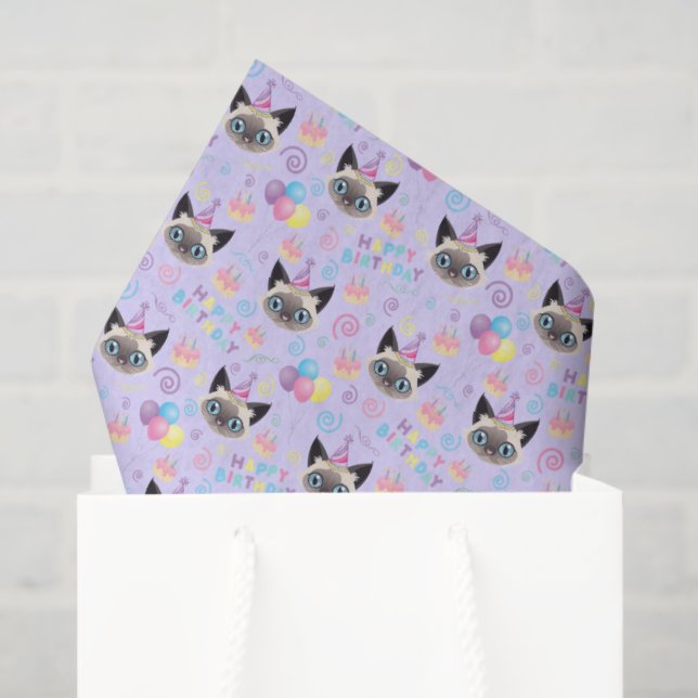 Papel De Seda Siamese Cat Tissue Paper in Purple (Bolsa de regalo)