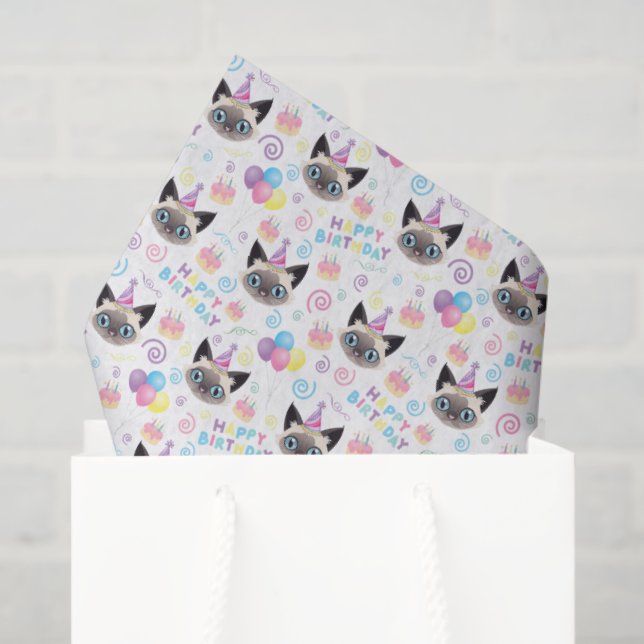 Papel De Seda Siamese Cat Tissue Paper in White (Bolsa de regalo)