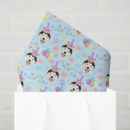 Papel De Seda Siberian Husky Tissue Paper in Blue