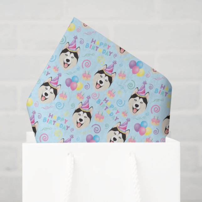 Papel De Seda Siberian Husky Tissue Paper in Blue (Bolsa de regalo)