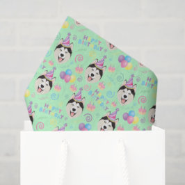 Papel De Seda Siberian Husky Tissue Paper in Green