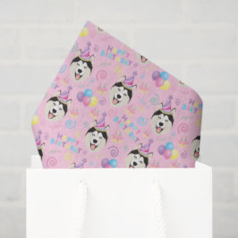 Papel De Seda Siberian Husky Tissue Paper in Pink