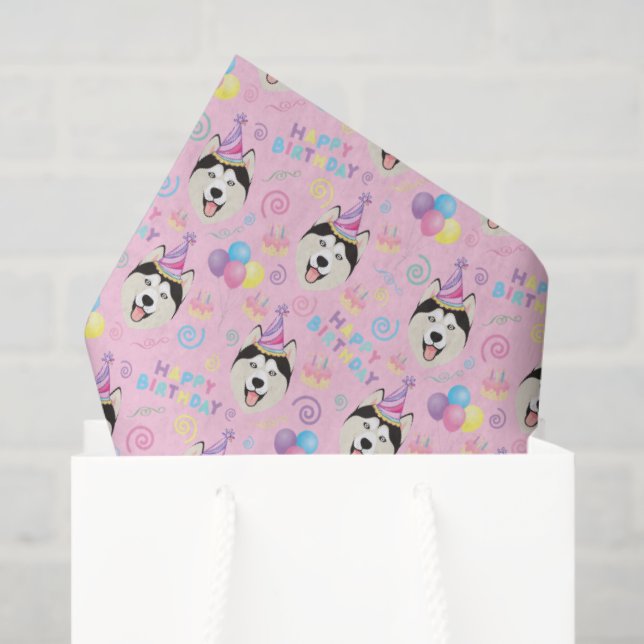Papel De Seda Siberian Husky Tissue Paper in Pink (Bolsa de regalo)