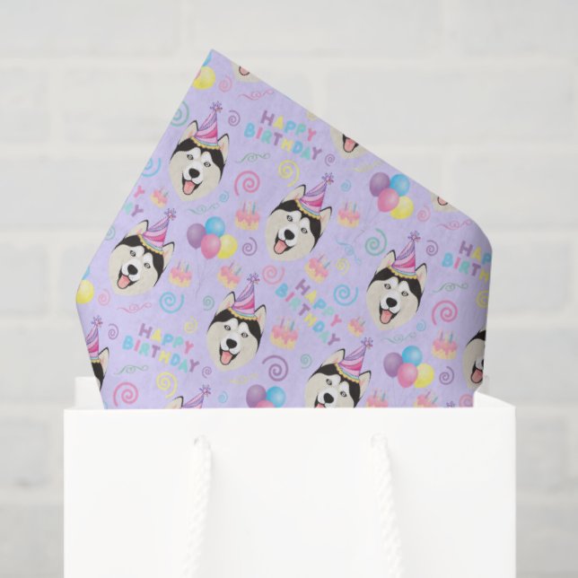 Papel De Seda Siberian Husky Tissue Paper in Purple (Bolsa de regalo)