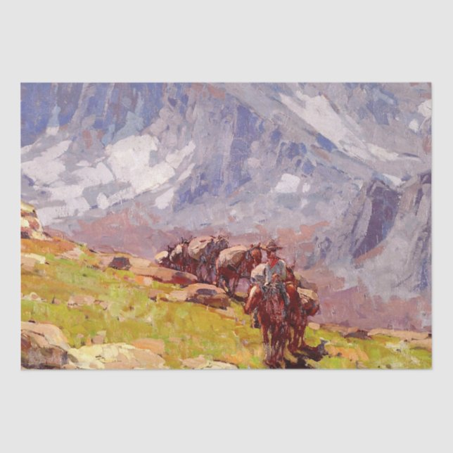 Papel De Seda “Sierra Packer” Arte Occidental de Edgar Payne (Anverso)