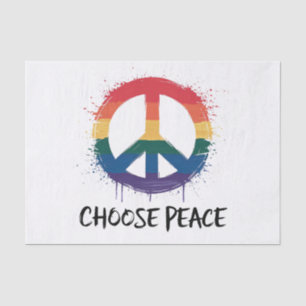 Papel De Seda Signo de paz arcoiris con texto "Elegir paz"