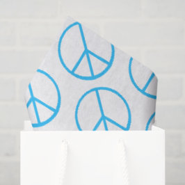 Papel De Seda Signo de Paz Azul Retro Divertido