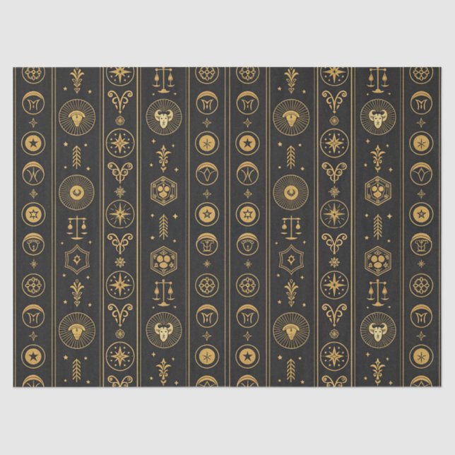 Papel De Seda Signo Zodiacal de Oro Negro (1) (Anverso)