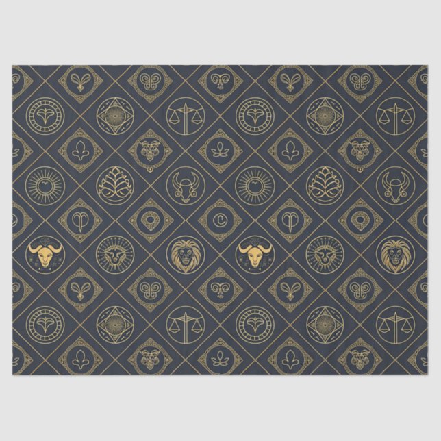 Papel De Seda Signo Zodiacal de Oro Negro (2) (Anverso)
