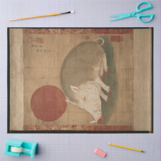 Papel De Seda Signo zodiacal del jabalí pintura del período Edo