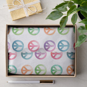 Papel De Seda Signos de paz groovy estilo acuarela hippie amor