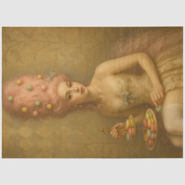 Papel De Seda Silencio Azucarado – Fantasía Rococó de Macarón Pa (Anverso)