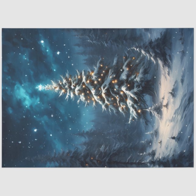Papel De Seda Silent Night Christmas Tree Under the Stars  (Anverso)