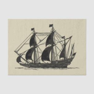 Papel De Seda Silhouette de barco con velas de barrido