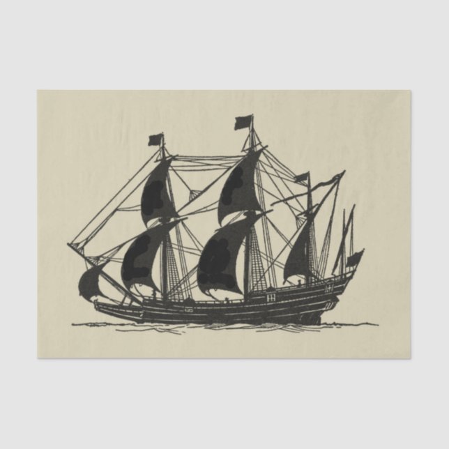 Papel De Seda Silhouette de barco con velas de barrido (Anverso)