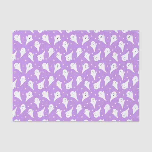 Papel De Seda Silhouette de fantasma blanco lindo - Halloween mo (Anverso)