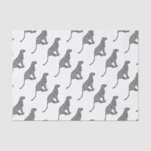 Papel De Seda Silhouette de Gris y Gris claro Leopardo
