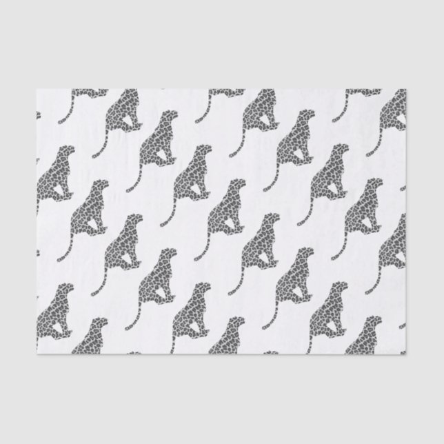 Papel De Seda Silhouette de Gris y Gris claro Leopardo (Anverso)