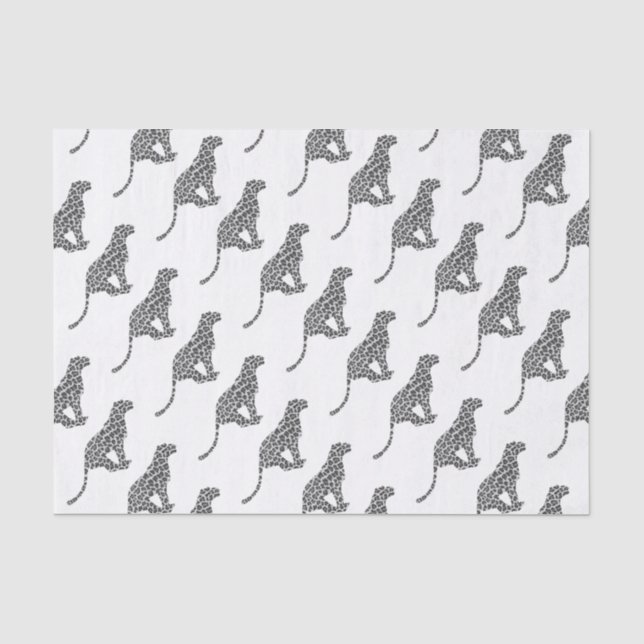 Papel De Seda Silhouette de Gris y Gris claro Leopardo (Anverso)