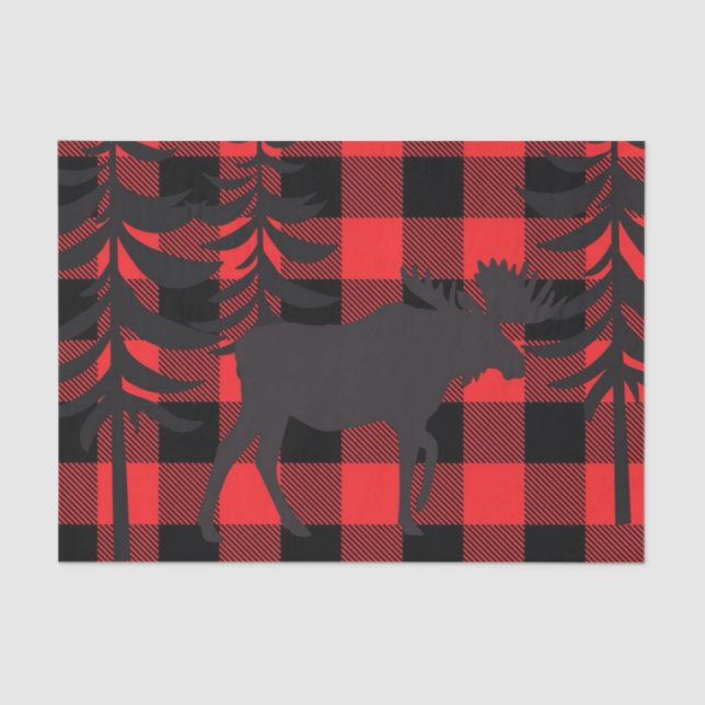 Papel De Seda Silhouette de Moose roja plaid (Anverso)