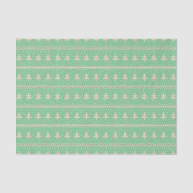Papel De Seda Silhouette Holiday Trees Patrón Mint Verde (Anverso)