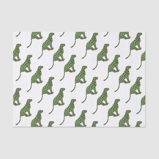 Papel De Seda Silhouette Leopardo negro y verde (Anverso)
