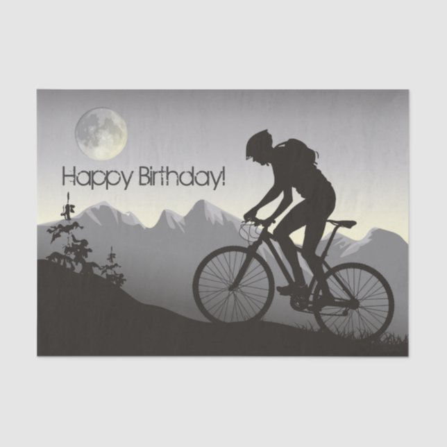 Papel De Seda Silhouette Mountain Bike y Full Moon Birthday (Anverso)
