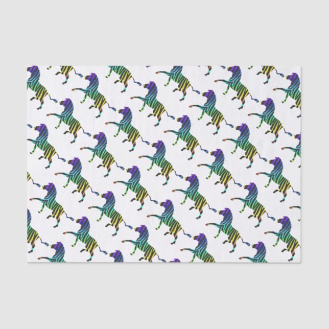 Papel De Seda Silhouette Zebra Black and Rainbow (Anverso)