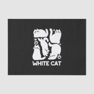 Papel De Seda Silhouettes de color blanco gatito - Diseño felino
