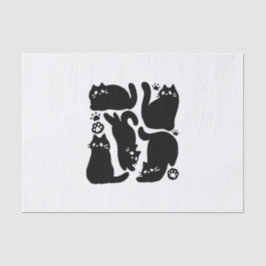 Papel De Seda Silhouettes de gato negro - Diseño felino lindo