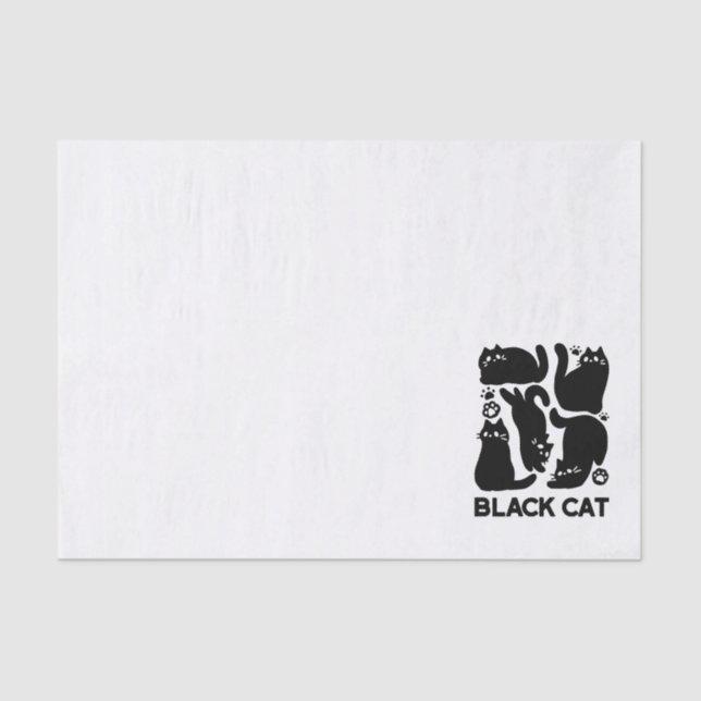 Papel De Seda Silhouettes de gato negro - Diseño felino lindo (Anverso)