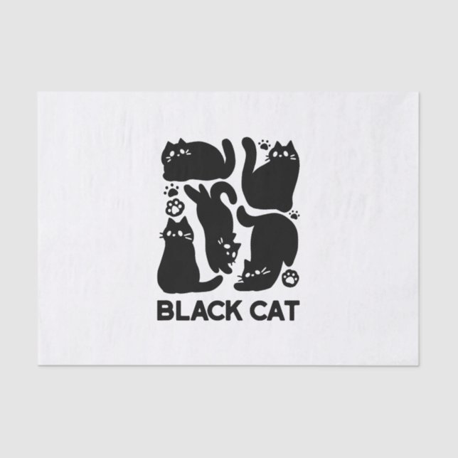 Papel De Seda Silhouettes de gato negro - Diseño felino lindo (Anverso)