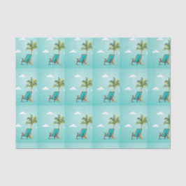 Papel De Seda Silla de playa y palmera