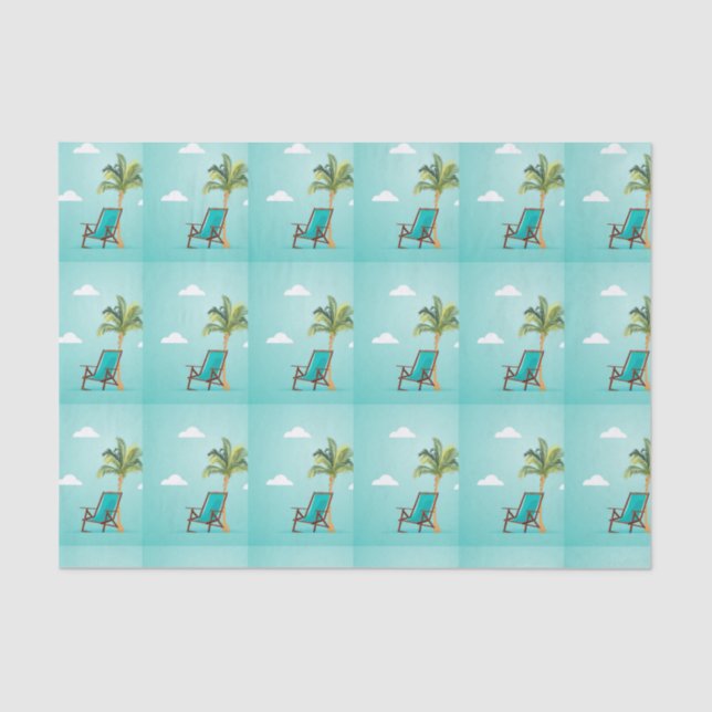 Papel De Seda Silla de playa y palmera (Anverso)