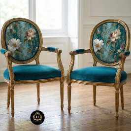 Papel De Seda Silla decoupage floral turquesa sin costuras