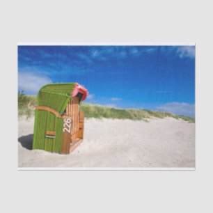 Papel De Seda Silla verde de playa en el Mar del Norte