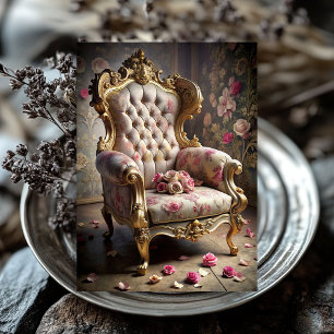 Papel De Seda Sillón barroco vintage de color dorado rosa negro