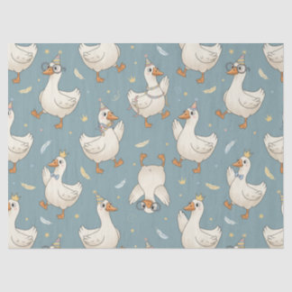 Papel De Seda Silly Goose Party – Blue Background with Feathers