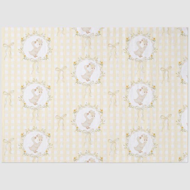 Papel De Seda Silly Goose Yellow Gingham wildflower Baby Shower (Anverso)