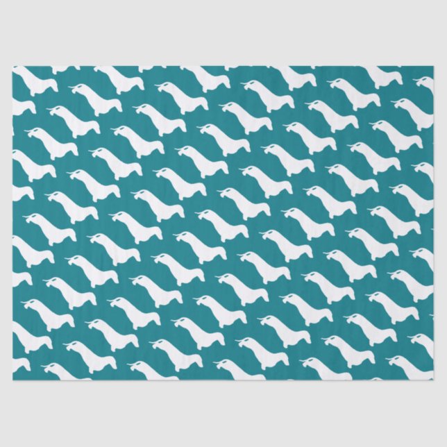 Papel De Seda Silueta blanca de Dachshund + tus ideas (Anverso)