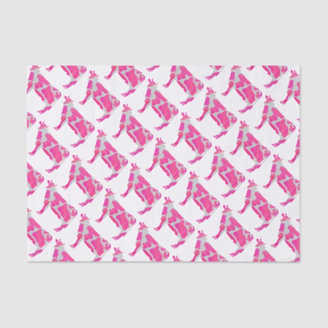 Papel De Seda Silueta blanca y rosa caliente de vaca (Anverso)