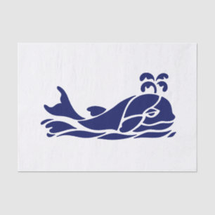 Papel De Seda Silueta de ballena vintage color DIY azul con pico