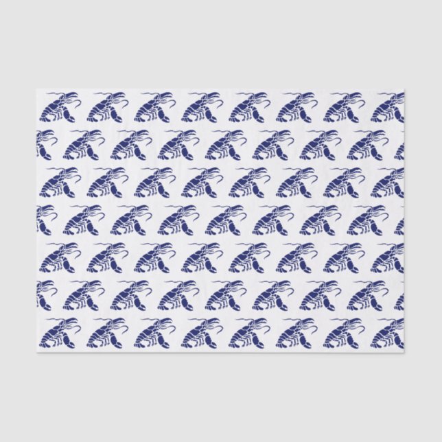 Papel De Seda Silueta de bogavante #1 Azul de dibujo (Anverso)