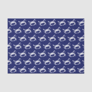 Papel De Seda Silueta de cangrejo #1 Dibujar azul blanco