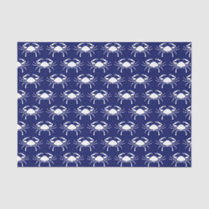 Papel De Seda Silueta de cangrejo #2 Dibujar azul blanco