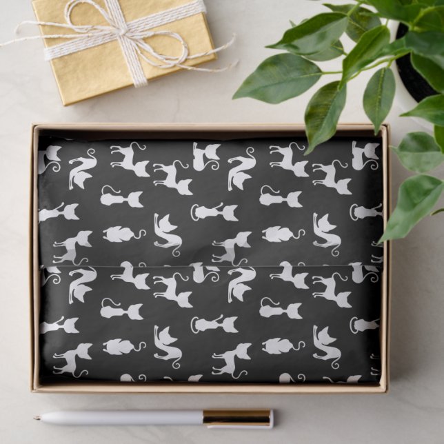 Papel De Seda Silueta de gato negro y blanco (Regalo )