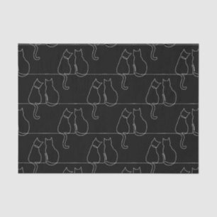 Papel De Seda Silueta de Gatos Contorno Blanco Animal