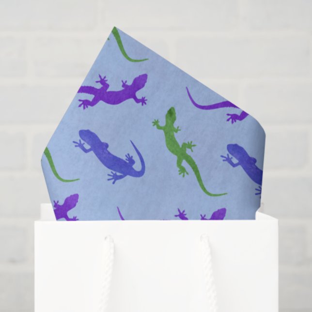 Papel De Seda Silueta de salamandra vívida en azul (Bolsa de regalo)