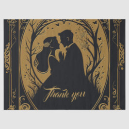 Papel De Seda Silueta elegante de una novia y un novio