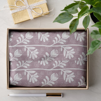 Papel De Seda Silueta floral de ritmo florecido blanco y lavanda